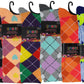 Women’s bright argyle thigh high socks – 6 pack fashion set