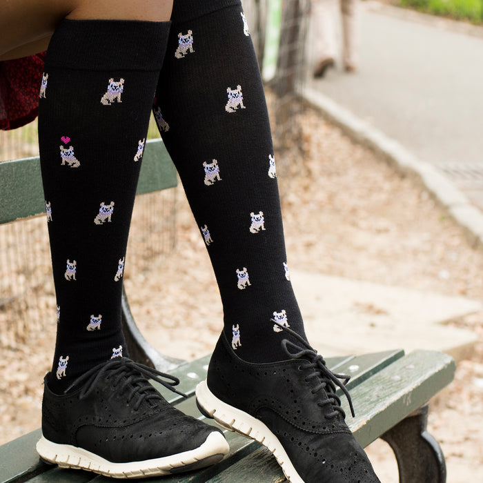 Knee High Compression Socks | Puppy Design | Women's (1 Pair)