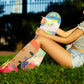 Women 6 Pairs Bright Polka Dot Knee High Socks